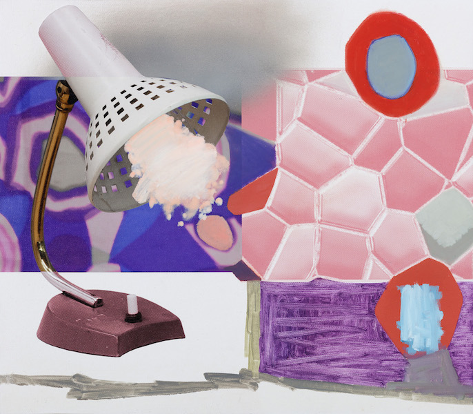 Wolfgang Ellenrieder: LED, 2020, Pigmentdruck und Öl auf Nessel, 41 x 47 cm

